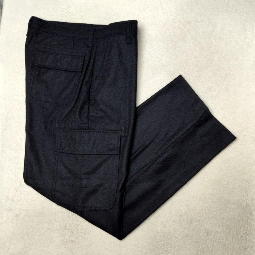 Gap Pants Mens 34x34 Black Cargo Flannel Wool Y2k Wide Pockets Zip Flat Front